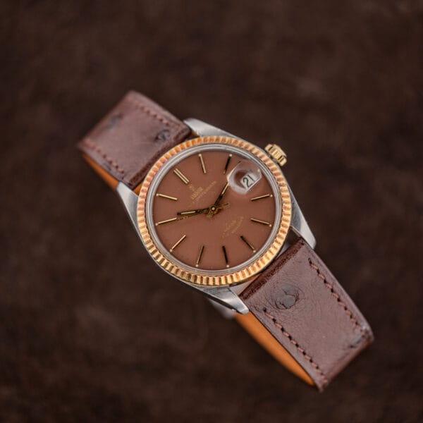 Two-tone Tudor Prince Oysterdate 7990/3 with fluted gold bezel and warm brown rose dial