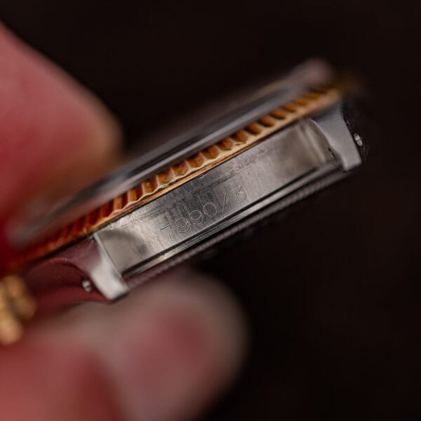 Reference 7990/3 engraved between the lugs of the Tudor Prince Oysterdate case