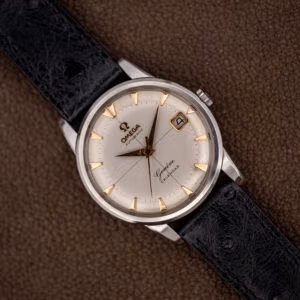 Omega Geneve Calendar 2982-3 SC cream crosshair dial with gold-tone dauphine hands and date window at three