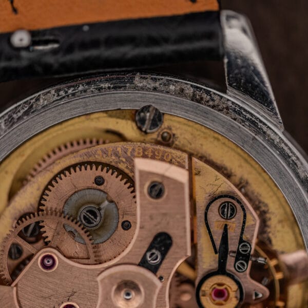 Movement serial 17178490 engraved on the Omega caliber 503 mainplate beside the ratchet wheel and regulator index