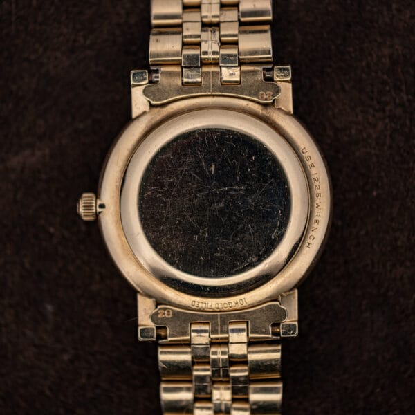Longines Ultra-Chron caseback engraved USE 1225 WRENCH and 10K GOLD FILLED, bracelet end pieces stamped 28