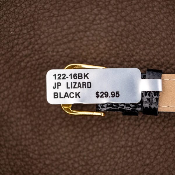 Black lizard-grain leather replacement strap and gold-tone buckle fitted to the Benrus pointer date watch
