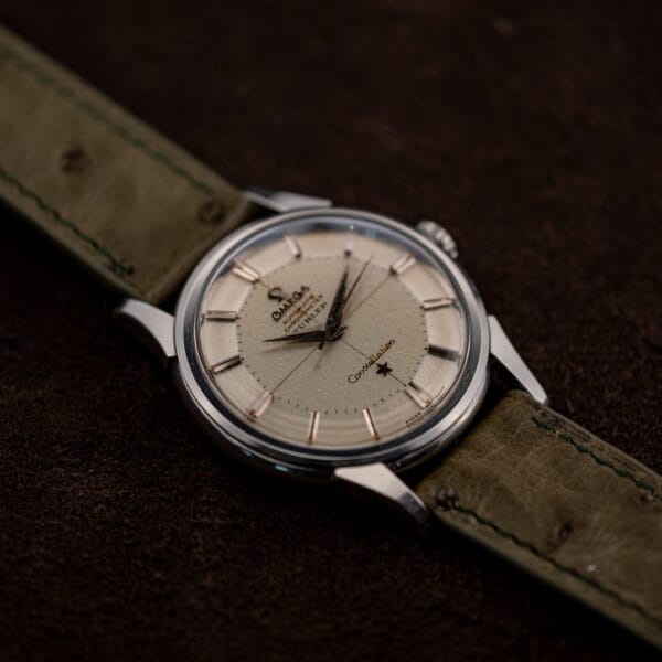 Omega Constellation 14381 dial carrying the Türler name, lyre lugs and a domed acrylic crystal