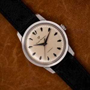 Girard Perregaux Gyromatic white dial with faceted hour markers and black ostrich strap