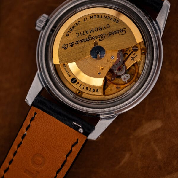 Girard Perregaux Gyromatic movement close-up showing numbered bridge and signed automatic rotor