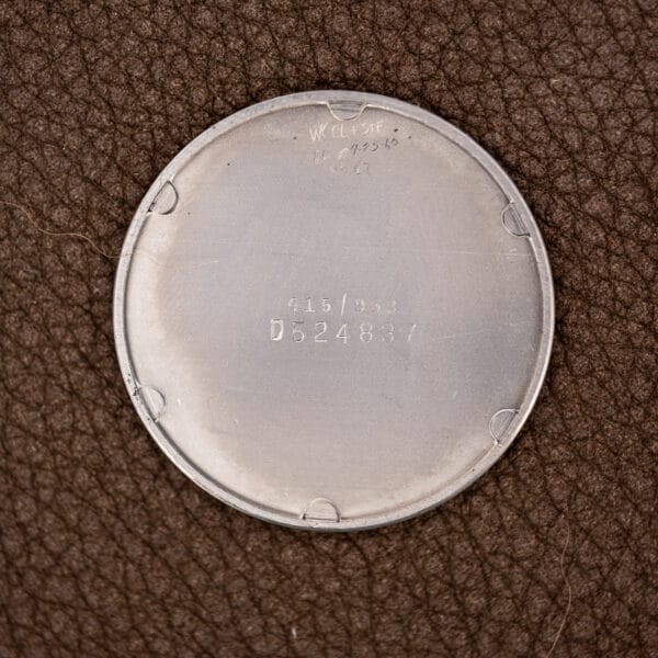 Inside caseback of Gruen Precision 415/932 showing the stamped reference and D524837 case number