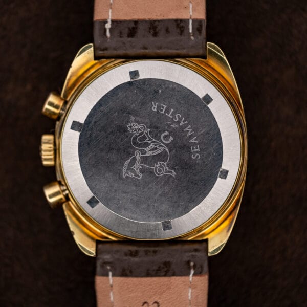 Omega Seamaster 176.007 stainless steel caseback with engraved seahorse, Omega emblem, and opening notches