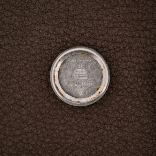 Omega Ladymatic inner caseback stamped 11000 SC-61, Acier Inoxydable and Swiss Made around the Omega mark