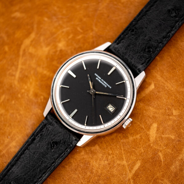 Girard Perregaux Gyromatic arranged diagonally with black ostrich strap and contrasting white outer dial ring
