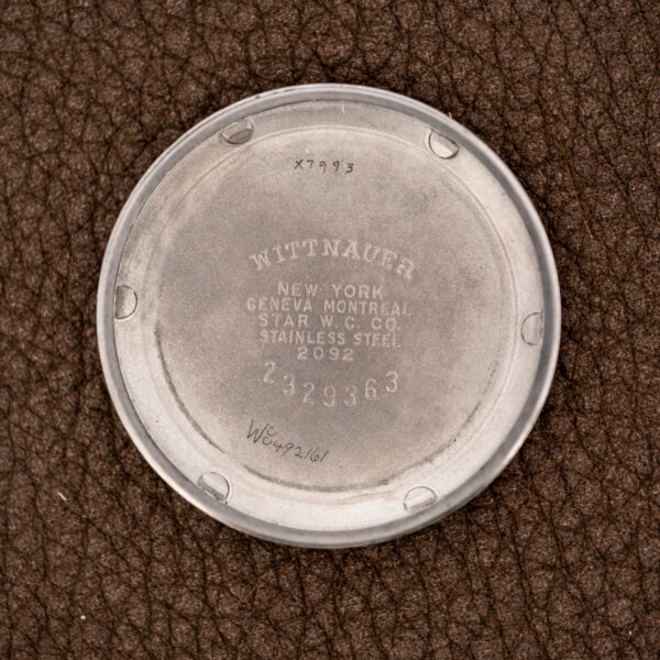 Wittnauer 2092 inner caseback with city names, Star case maker stamp and reference number
