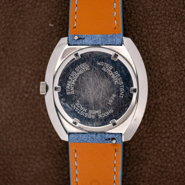 Screw-in caseback of the Bucherer 1574 stamped stainless steel, automatic and the reference number