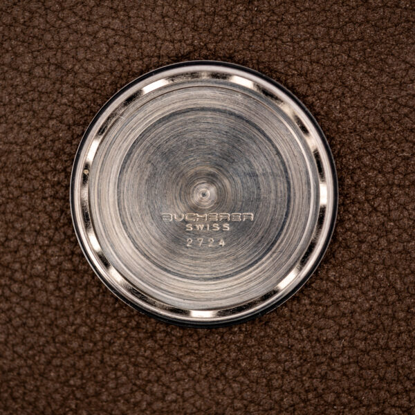 Inside of the removed Bucherer caseback stamped BUCHERER, SWISS and the number 2724